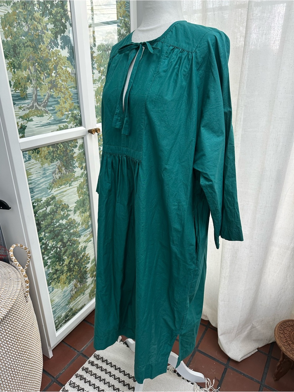 Toast Green Teal Cotton Lightweight Dress Size L/XL - Picture 6 of 10